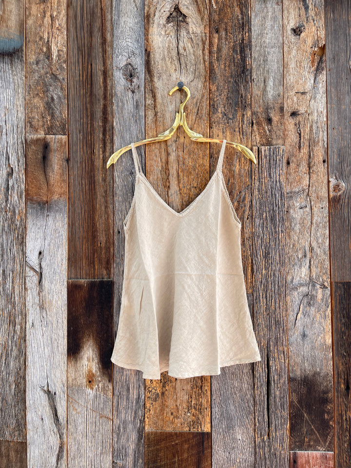 Milio Milano Strap Linen Tank Beige
