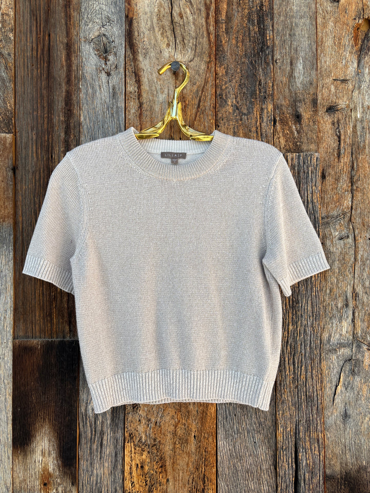 Lilla P Short Sleeve Sparkle Sweater Mist Sparkle