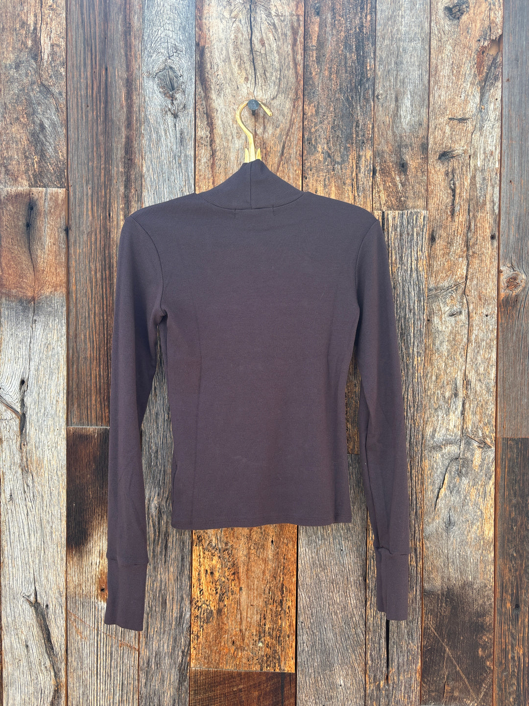 Perfect White Tee Luxe Rib Turtle Neck Cocoa Powder