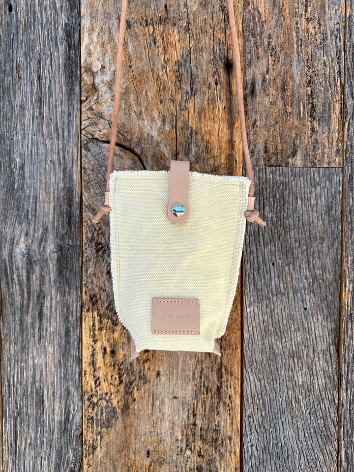 Graf Lantz Hana Phone Crossbody Canvas- Limoncello Canvas, Natural Leather
