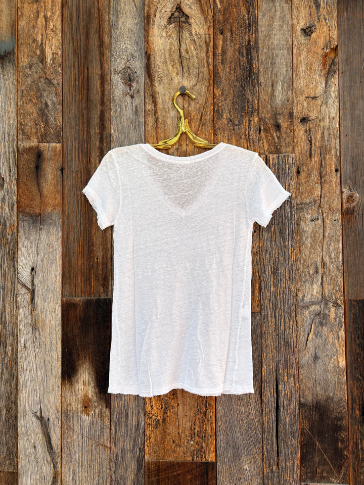 Milio Milano Raw Edge S/S V-Neck T-Shirt White