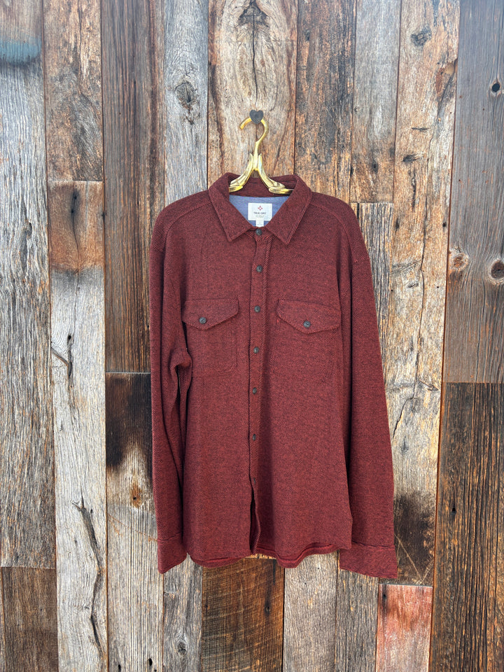 True Grit Herringbone L/S 2 Pocket Shirt Dark Red