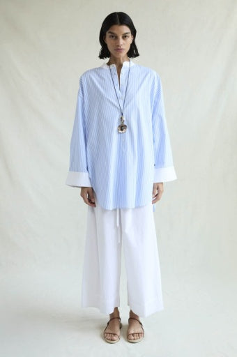 Chan Luu Falling Flower Tunic Blue Stripe 1