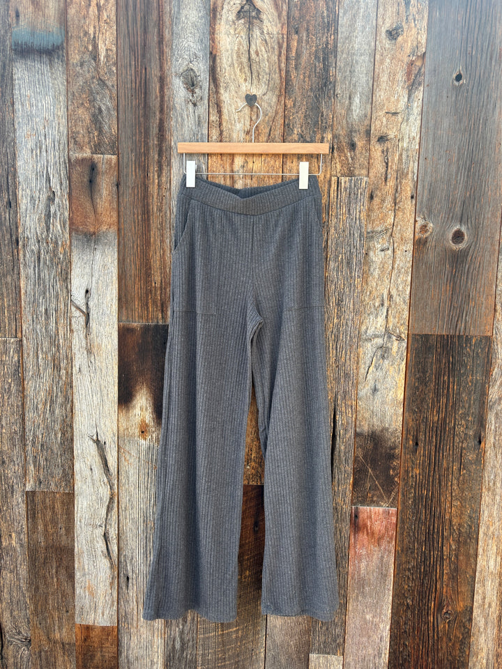 Project Social T Shea Rib Wide Leg Pant Charcoal