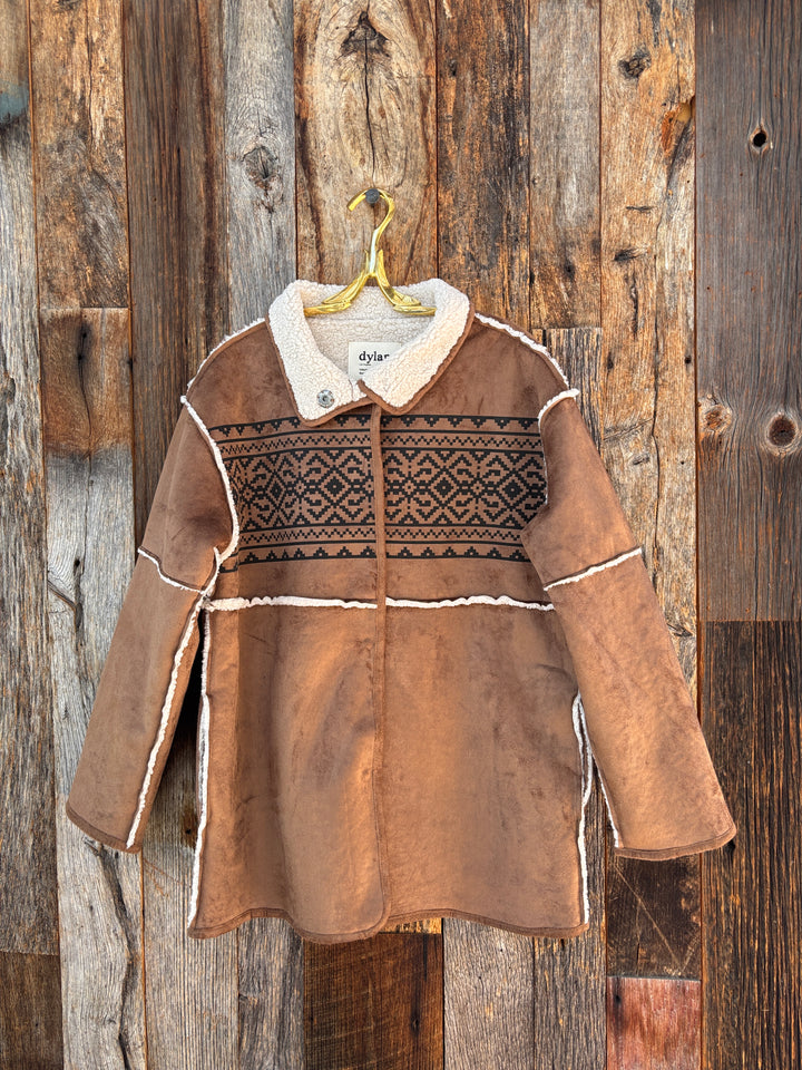 Dylan Fairisle Amber Coat Brown