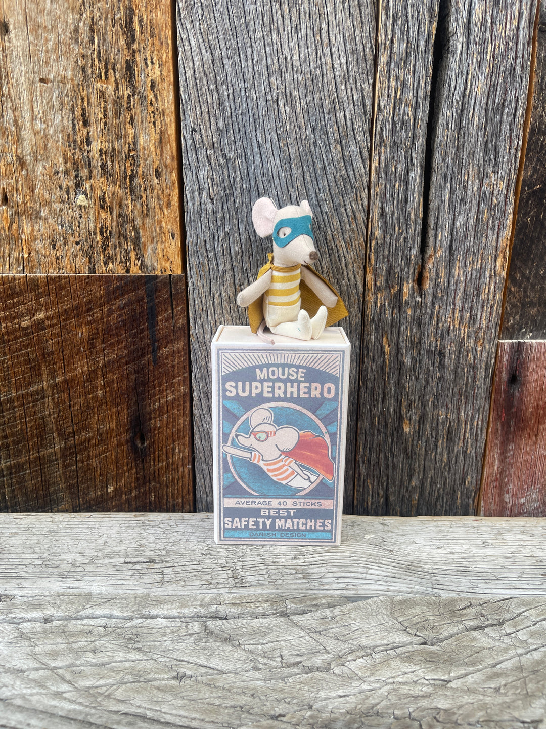 Maileg Super Hero Mouse, Little Brother in Matchbox 17-3101-00