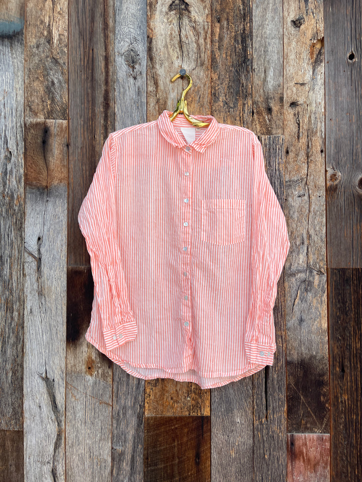 ...and for good Stripe LS Boyfriend Shirt Desert Pink