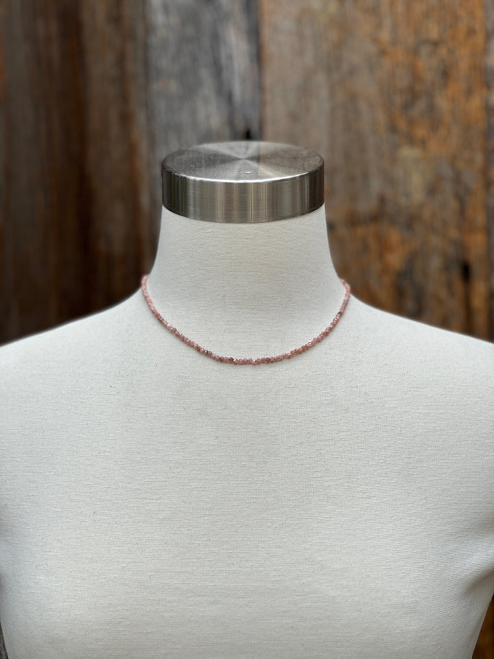 Radiant Malas Tiny Intention Necklace Rhodochrosite 16"