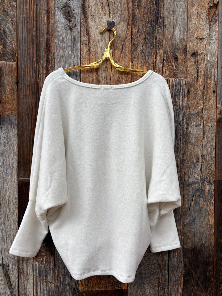 Dylan Deep V Dolman Soft White