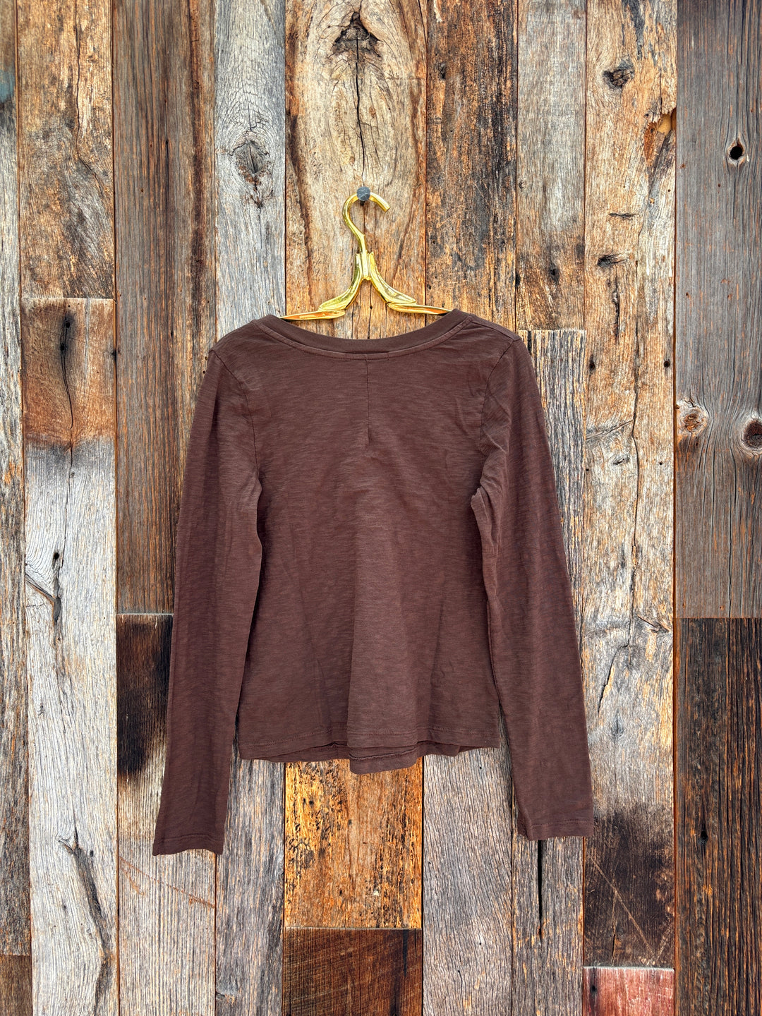 Stateside Supima Slub Jersey L/S V-Neck Espresso