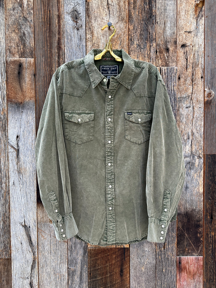True Grit Jackson Cord L/S 2 Pocket Western Shirt Platoon