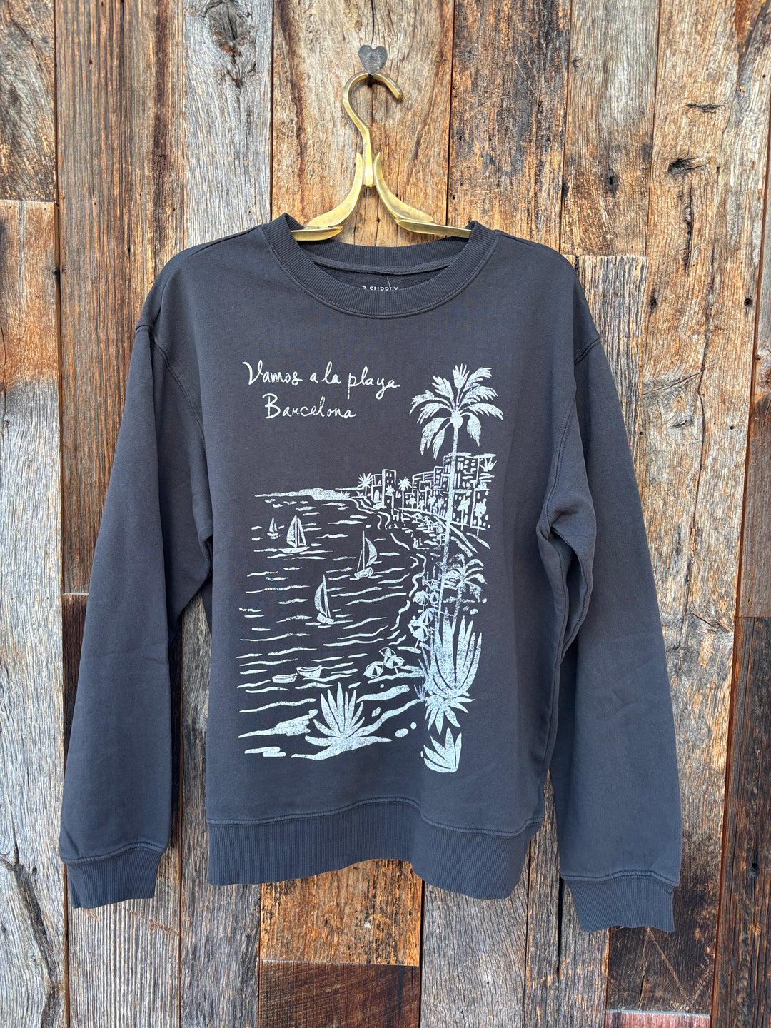 Z Supply La Playa Boyfriend Sweatshirt Black
