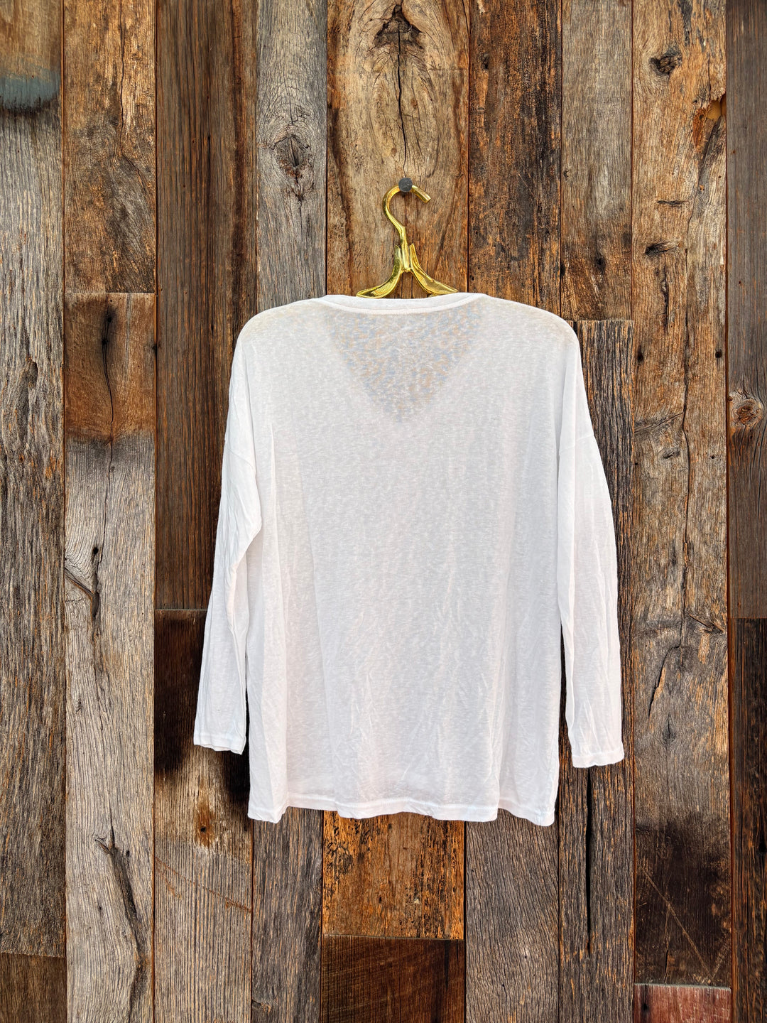 Milio Milano V-Neck Shoulder Drop LS Tee White