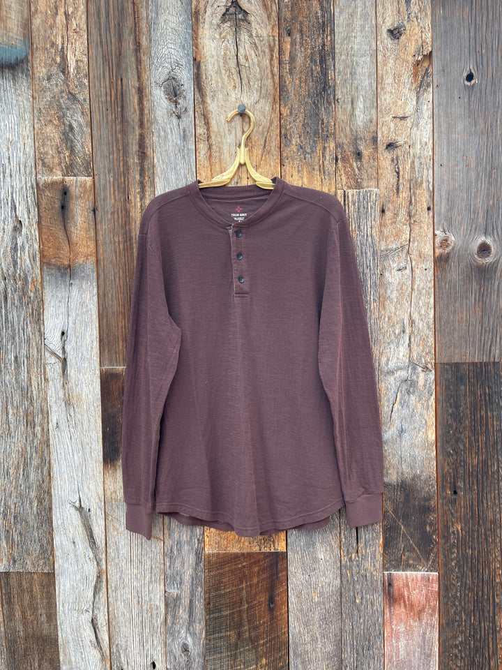 True Grit Waffle Slub L/S Henley Chocolate