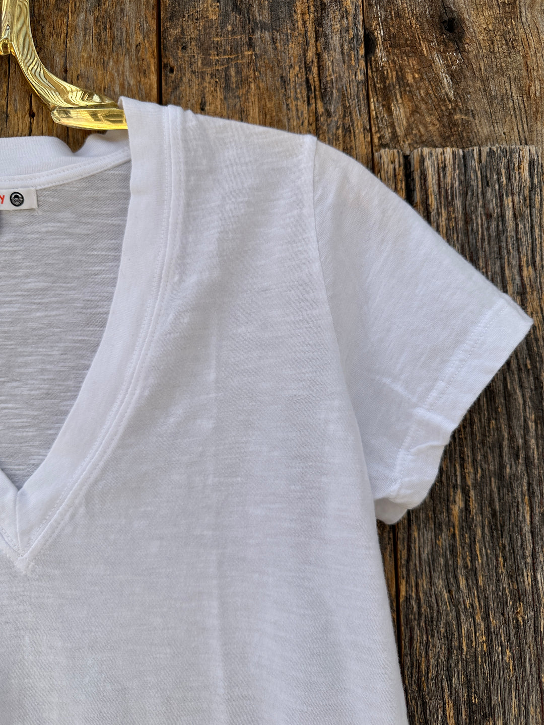 Sundry Deep V-Neck Tee Optic White