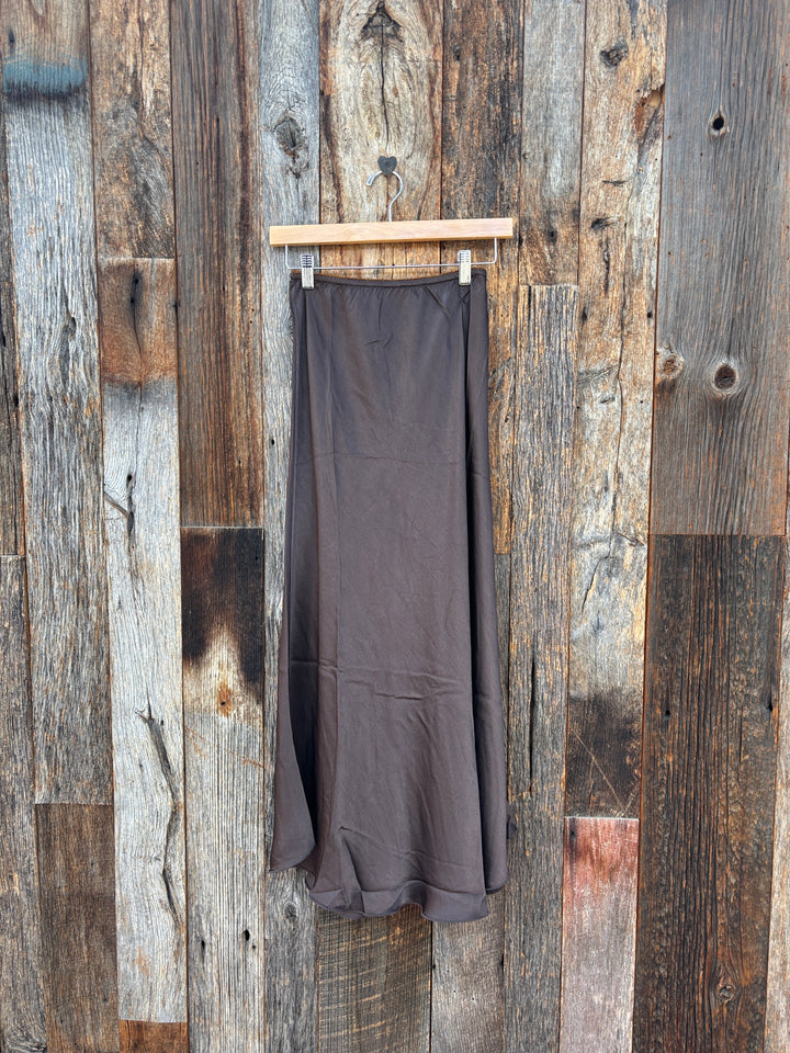 Milio Milano Silky/Viscose/Rayon Slip Skirt Chocolate Brown
