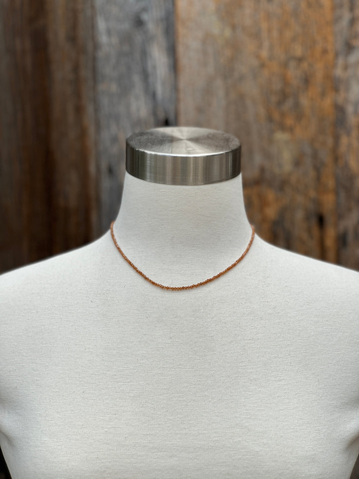 Radiant Malas Tiny Intention Necklace Orange Garnet 16"