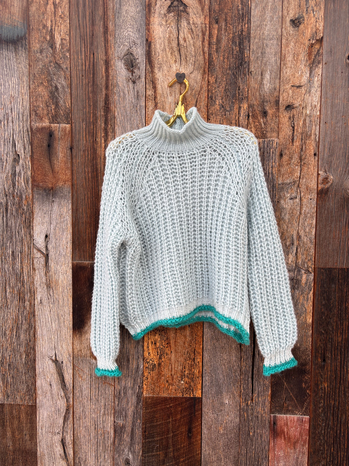 Wooden Ships Mock T Neck Blue Heaven Teal Tipped