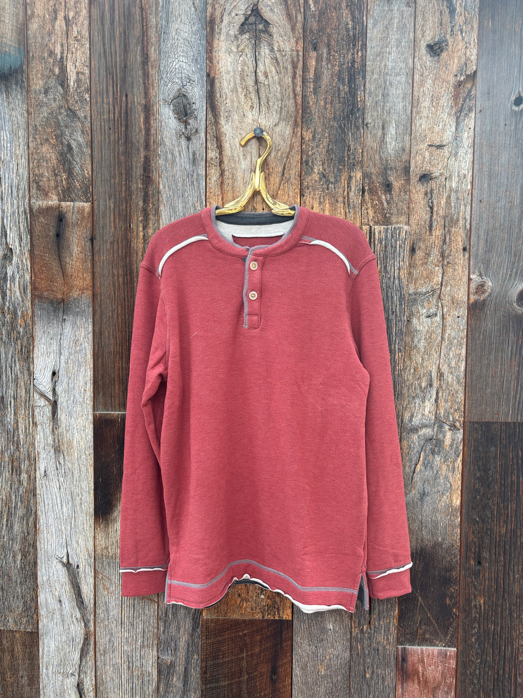 True Grit Lux Cloud Double-Sided L/S Henley Red