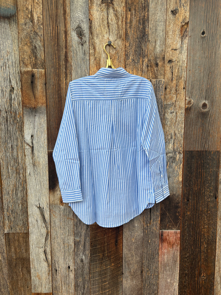 Cino South Beach Stripe Boyfriend Button Down Blue