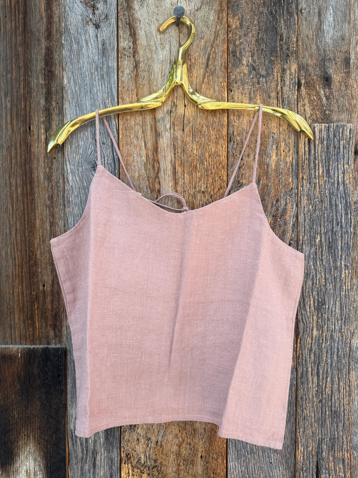 Isabella V Bella French Linen Drawstring Top Rose Pink