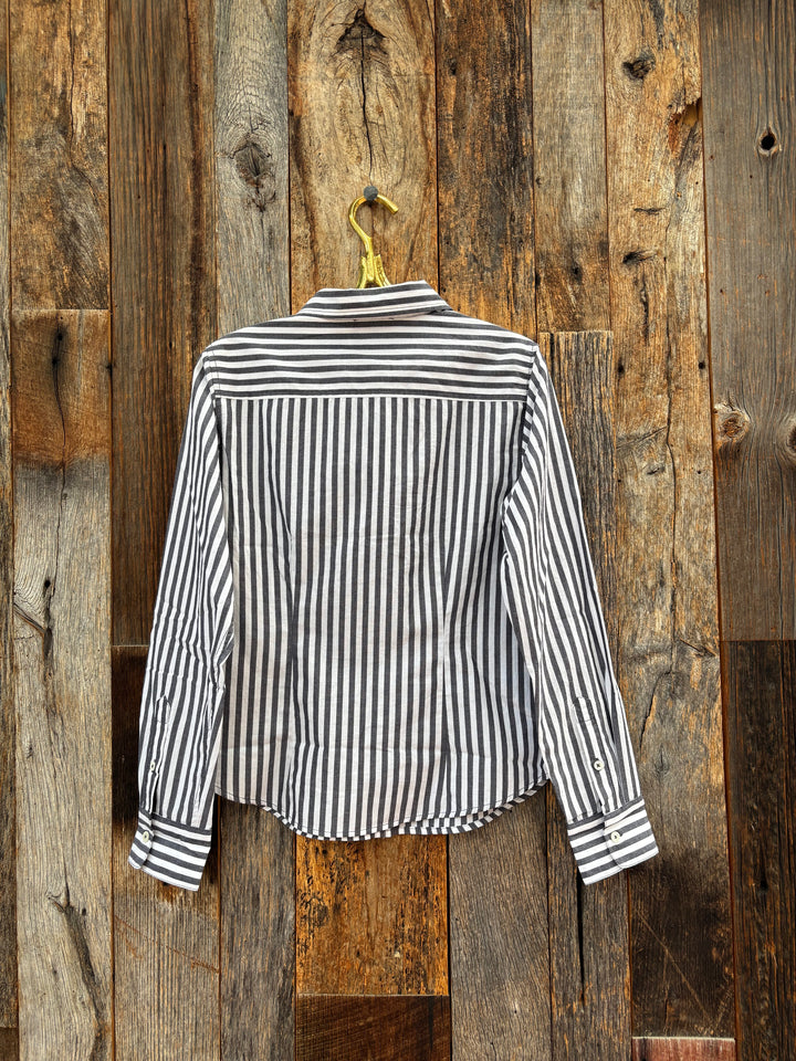 Lilla P Slim Fit Button Down Navy/White Stripe