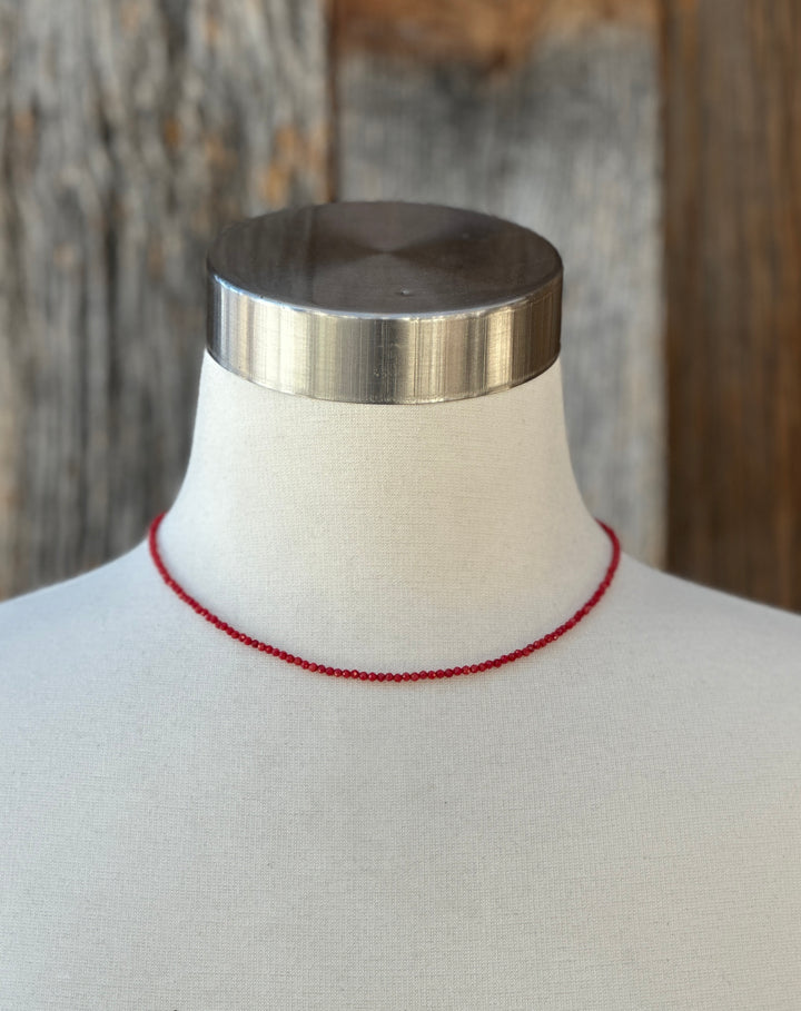 Radiant Malas Tiny Intention Necklace Red Coral 2mm 16"