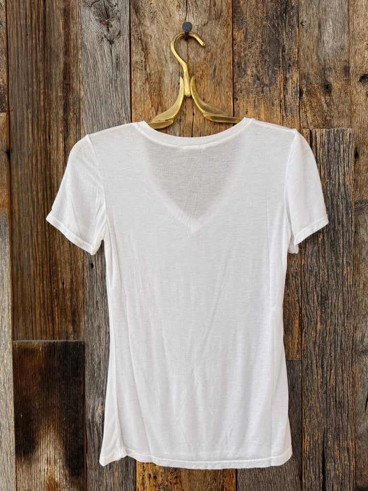 Milio Milano Slim Fit V-Neck Tee White