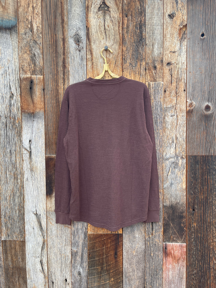 True Grit Waffle Slub L/S Henley Chocolate