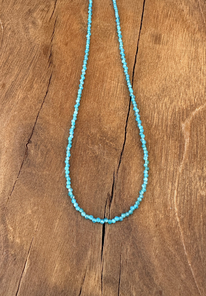 Radiant Malas Tiny Intention Necklace Blue Apatite 16"