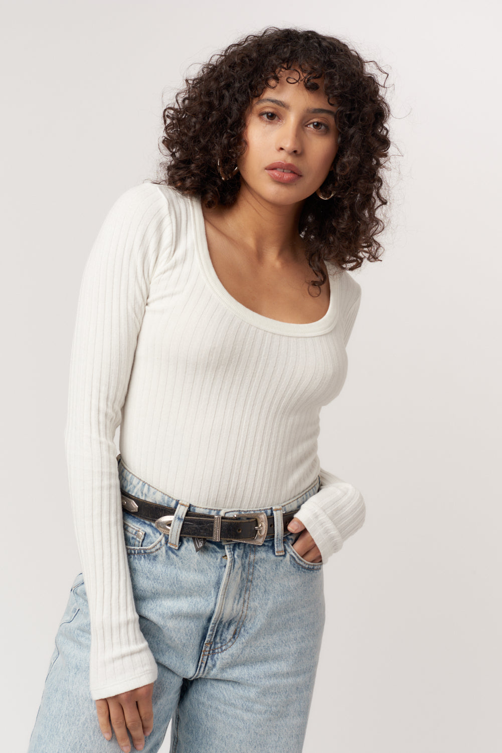 Project Social T What's The Scoop Rib L/S White