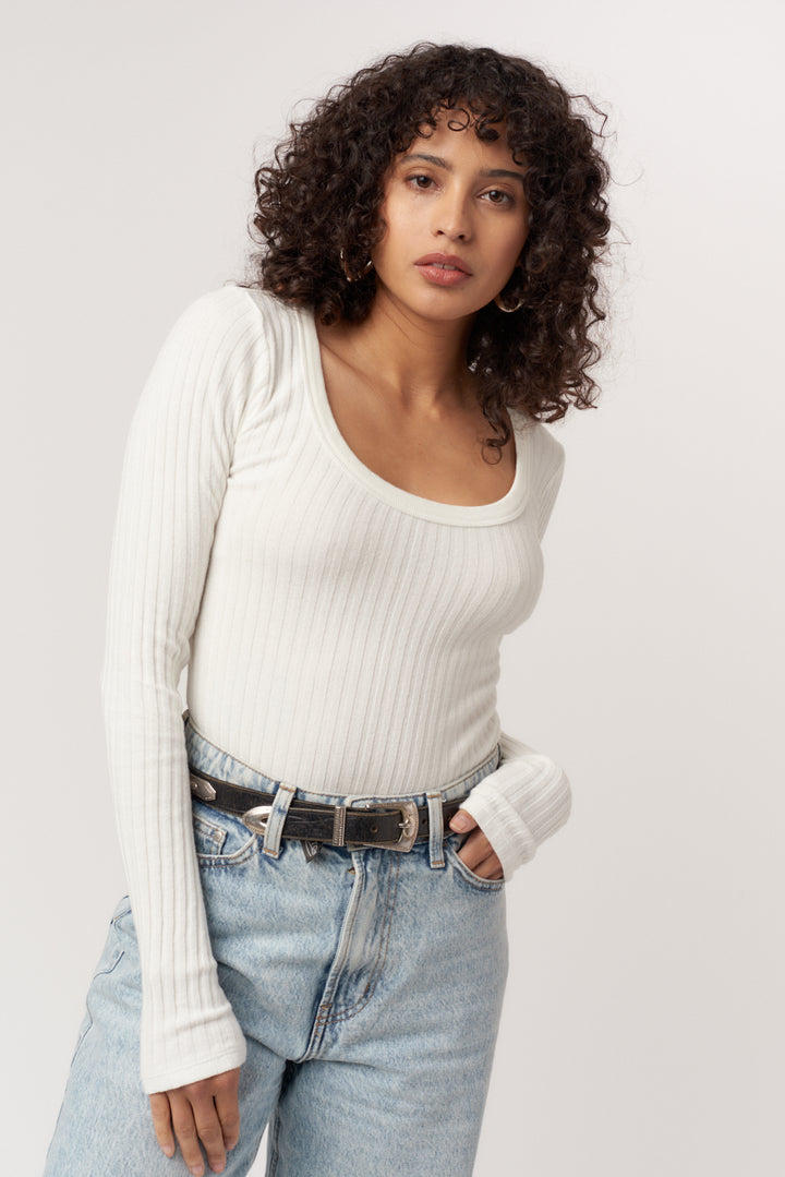 Project Social T What's The Scoop Rib L/S White