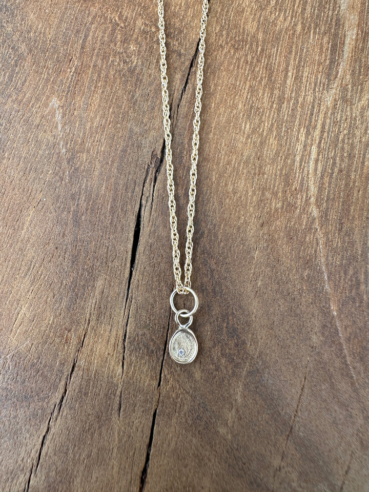 Robin M 14K Oval 1mm Diamond Charm GF Chain 18"