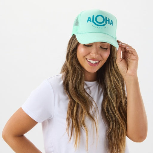 Aloha Collection ALOHA Trucker Hat Seafoam